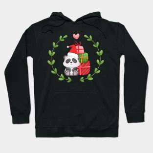 Cute Panda Wearing Santa Hat Merry Christmas Hoodie